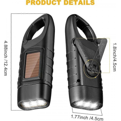 Flashlight, 4 Pack Hand Crank Solar Powered Emergency Rechargeable LED 1