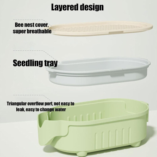 Cat Grass Planting Box Hydroponic Pot for Cats, Beginner-Friendly Hydroponic Tray with Bottomless Water Solution 2