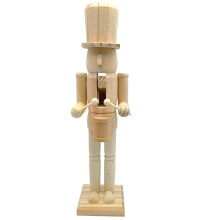 38 cm Wooden Nutcracker Soldier Figure Unfinished Craft Ornament for Painting Handmade Christmas Decor