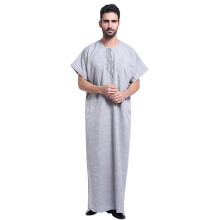 Muslim Robes For Men - Gray Arabic Thobe for Men, Eid Prayer Clothing Made of High-Quality Material, Middle East