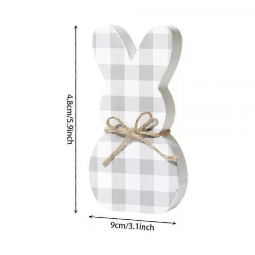 5Pcs Wooden Easter Bunny Table Sign Plaque, Rustic Rabbit Figurine with Jute Bow 1