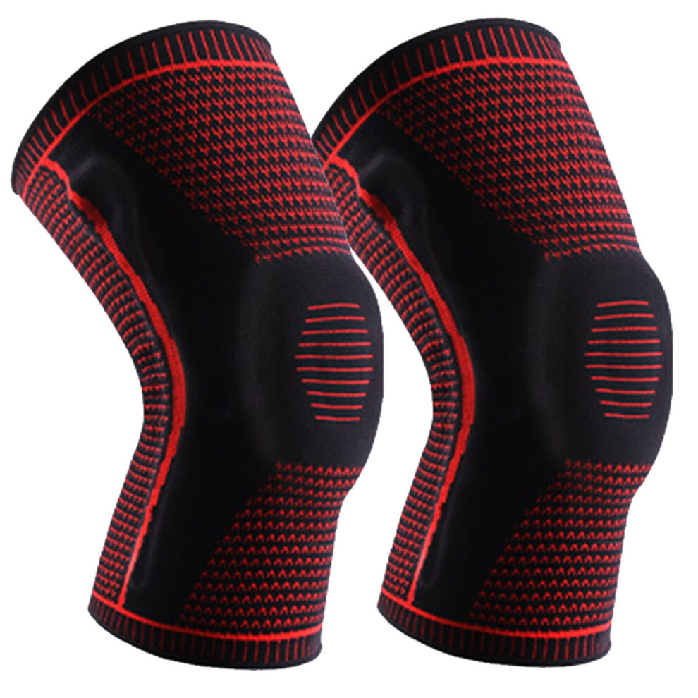 Power Knee Stabiliser Pads for Osteoarthritis, Breathable Knee Booster for Squat Exercise, M (50-65 kg), Red, 1 Pair-image-OPC-PJVYYSN-NEW