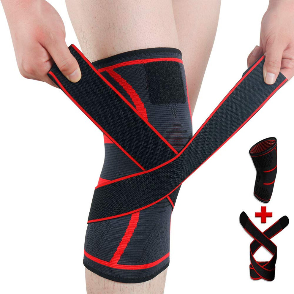 Men's Knee Pads For Joint Pain Relief - Adjustable Knitted Sports Knee Pads (Xl, Red) For Compression And Warmth 6947110304465