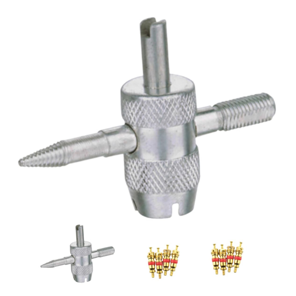 Tyre Valve Core Remover Tool Set, 4-In-1 Multifunctional Wrench For Car And Bicycle Tyre Maintenance And Replacement 6947110304540