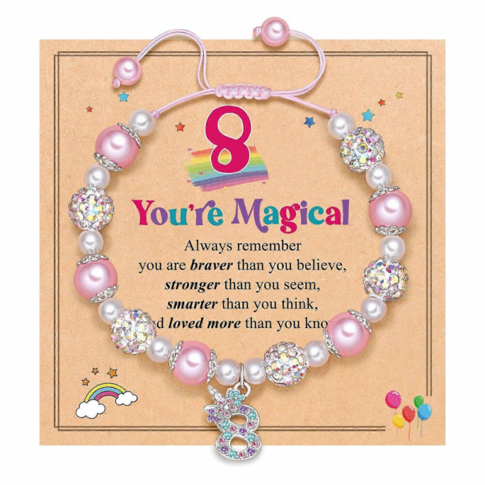 Playful Rainbow Beaded Bracelet Chic Girls Unicorns Bracelet Sparkling Beaded Wristband Jewelry Birthday Present-image-OPC-PJVYZPZ-NEW