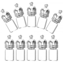 Glass Bottle Pendant, 10 Pcs Small Miniature Glass Bottles Wishing Charms for DIY Crafts Decor