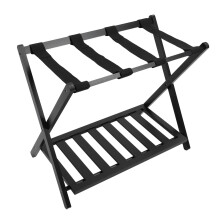 Folding Luggage Rack 2-Tier Suitcase Stand for Bedroom and Hotel Use, Foldable Black Luggage Holder Stand
