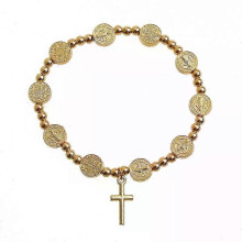 Rosary Bead Prayer Link Wrist Bracelet, Jesus Cross Design Jewelry Gift for Anniversary