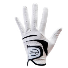 Men's Lambskin Golf Gloves for Left Hand, Soft and Breathable, Non-Slip Granules, White, 24 Size (Length 18.5 cm)