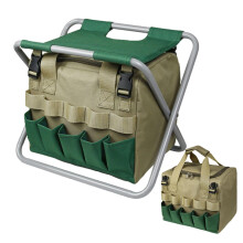 Faltbarer Campinghocker mit Abnehmbarer Werkzeugtasche - Tragbarer Klapphocker für Gartenarbeit, Wandern und Outdoor-Aktivitäten