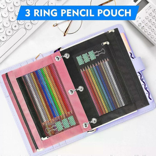Pencil Pouch, 4 Pack Zippered for 3 Ring Binder - Organizer with T Closure 2
