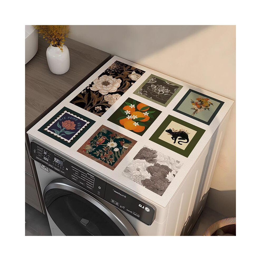 Vintage Floral Washing Machine Cover, Non-Slip, Absorbent, Dust Protection, 50x60cm, Fits Kitchen, Bathroom, Refrigerator-image-OPC-PJVZ6NC-NEW
