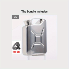 (1pc*5) Sleek 5oz Stainless Steel Hip Flask with Funnel - Portable & Durable Whiskey/Liquor Pot, Easy-Carry Design, Includes Free Funnel