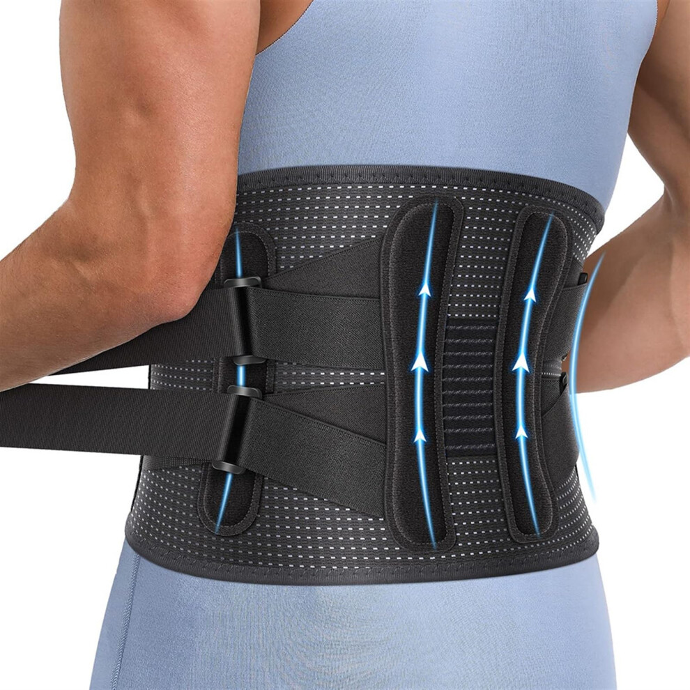 Black Lumbar Back Support Belt For Men And Women, Lower Lumbar Decompression Waist Support In Xl For Spine Pain Relief And Posture Correction