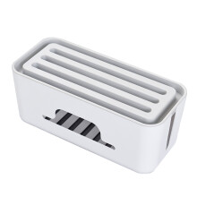(Bright white) Multi-Functional Cable Management Box Socket Computer Office Desktop Organizer Electronic Storage Case Accessories