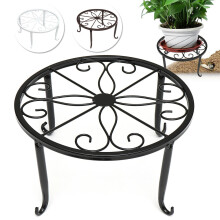 (Black) Wrought Iron Pot Plant Stand Flower Shelf Rack Holder Indoor Garden Display
