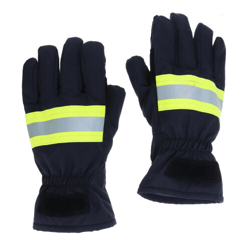 (Navy Blue) Fire Proof Protective Work Gloves Reflective Strap Fire Resistant Anti-static Safety Gloves for Firefighter