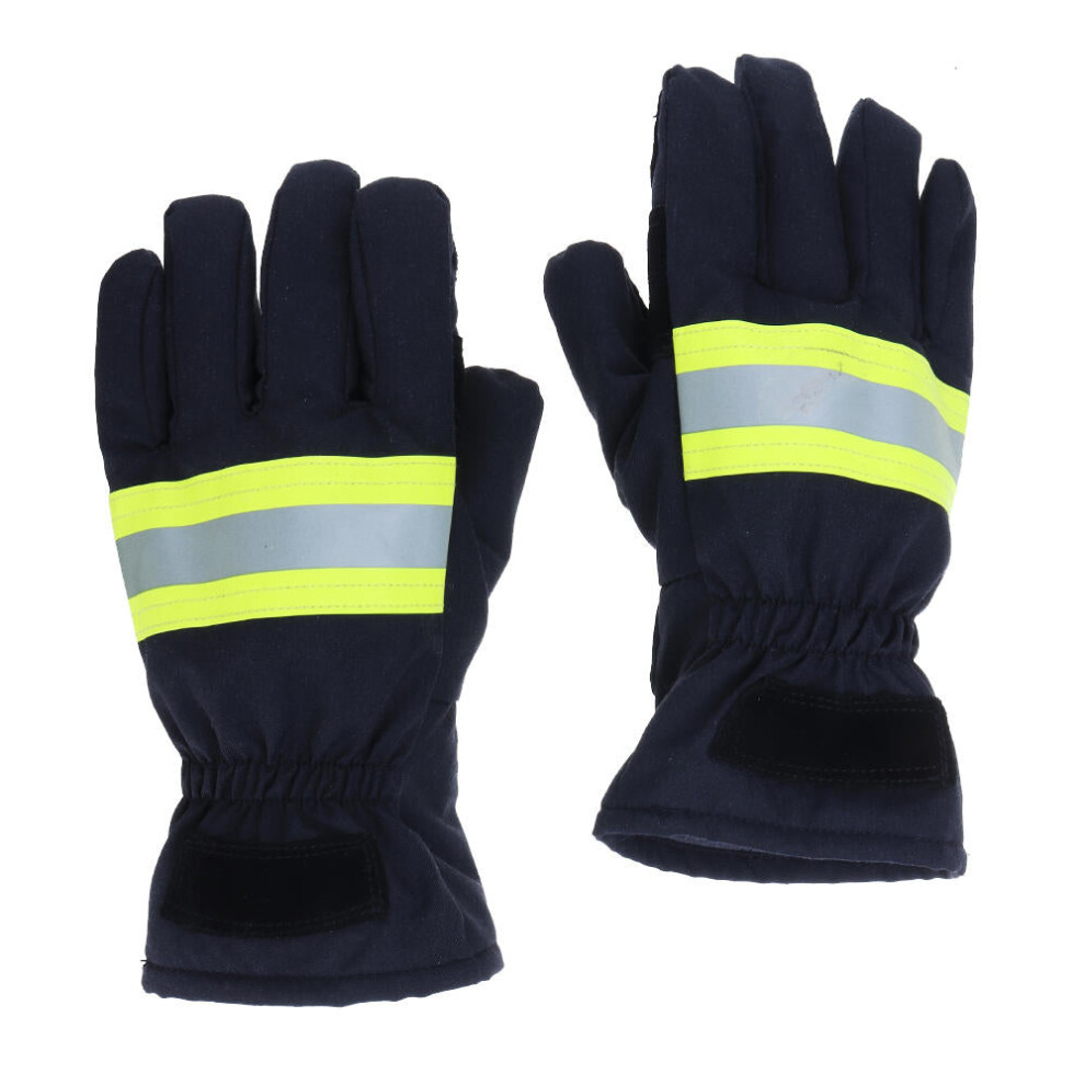 (Navy Blue) Fire Proof Protective Work Gloves Reflective Strap Fire Resistant Anti-Static Safety Gloves For Firefighter 8727971655962