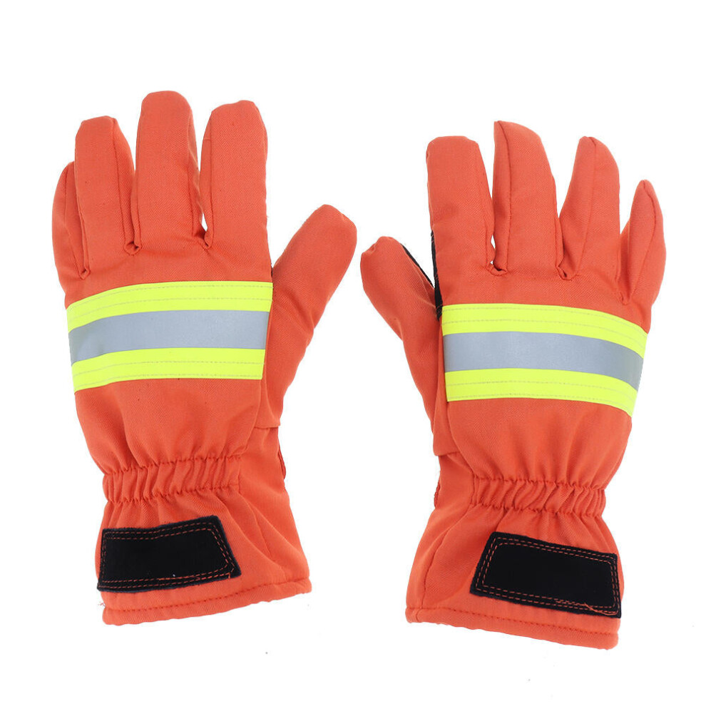 (Orange) Fire Proof Protective Work Gloves Reflective Strap Fire Resistant Anti-Static Safety Gloves For Firefighter 8727971655979