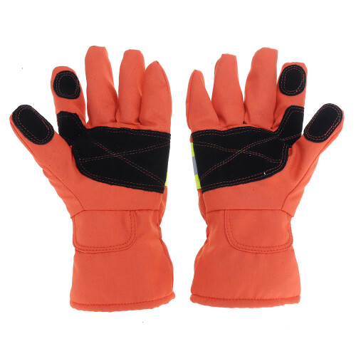 (Orange) Fire Proof Protective Work Gloves Reflective Strap Fire Resistant Anti-static Safety Gloves for Firefighter 2