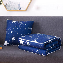 Cushion Blanket 2 in 1 Travel Blanket and Neck Support Pillow Soft Warm Quilted Cushion for Sofa Bed Office Chair Blue Starry Sky
