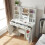 Vanity Makeup Desk 3 Drawers Dressing Desk & Stool 5
