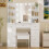 Dressing Desk Set 5 Drawers 10 LED Light Mirror and Stool Vanity Table 2