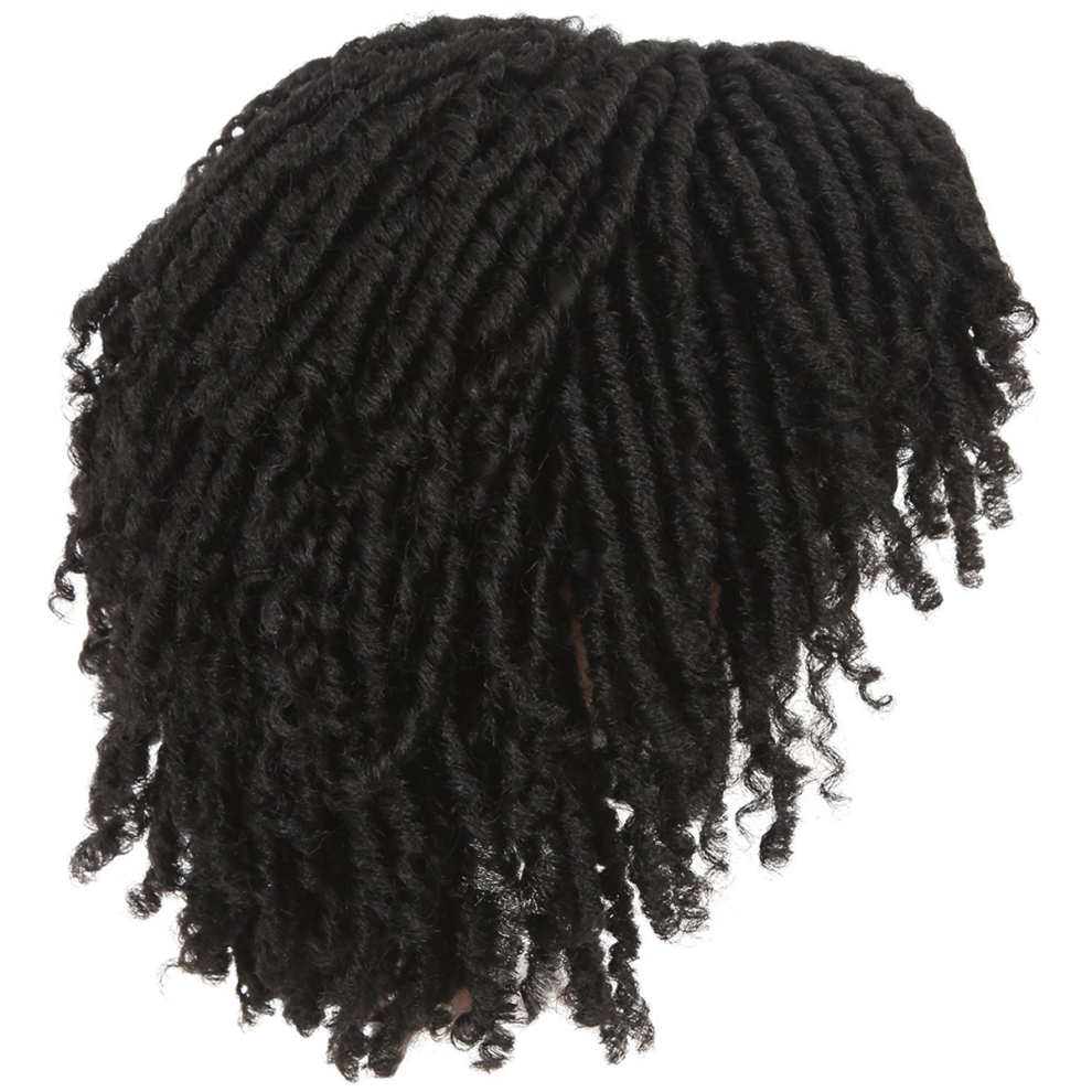 Melitt Unisex Black Short Curly Hair Dirty Braided Wig Dreadlock Wigs For Women