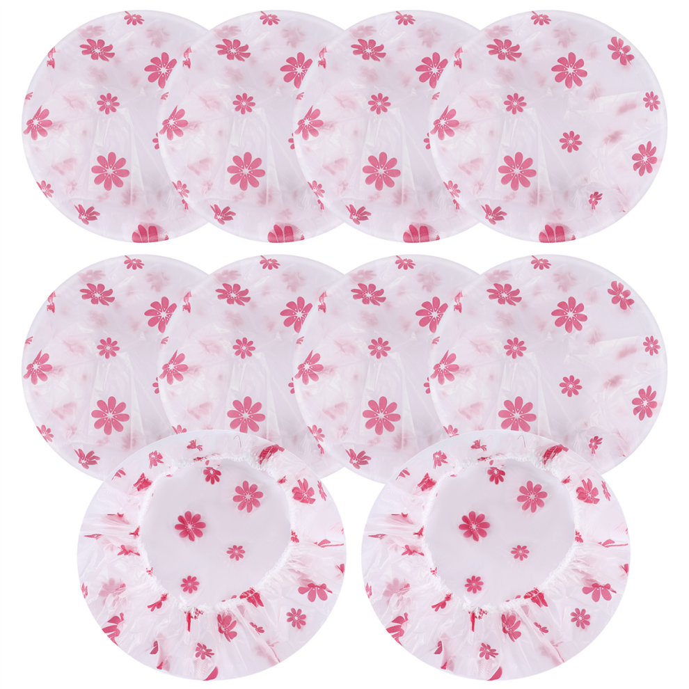 Melitt 10Pcs Waterproof Shower Cap Elastic Bath Hat For Women Reusable