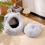 Plush Cat Bed Semi-Enclosed Dog Removable M 7