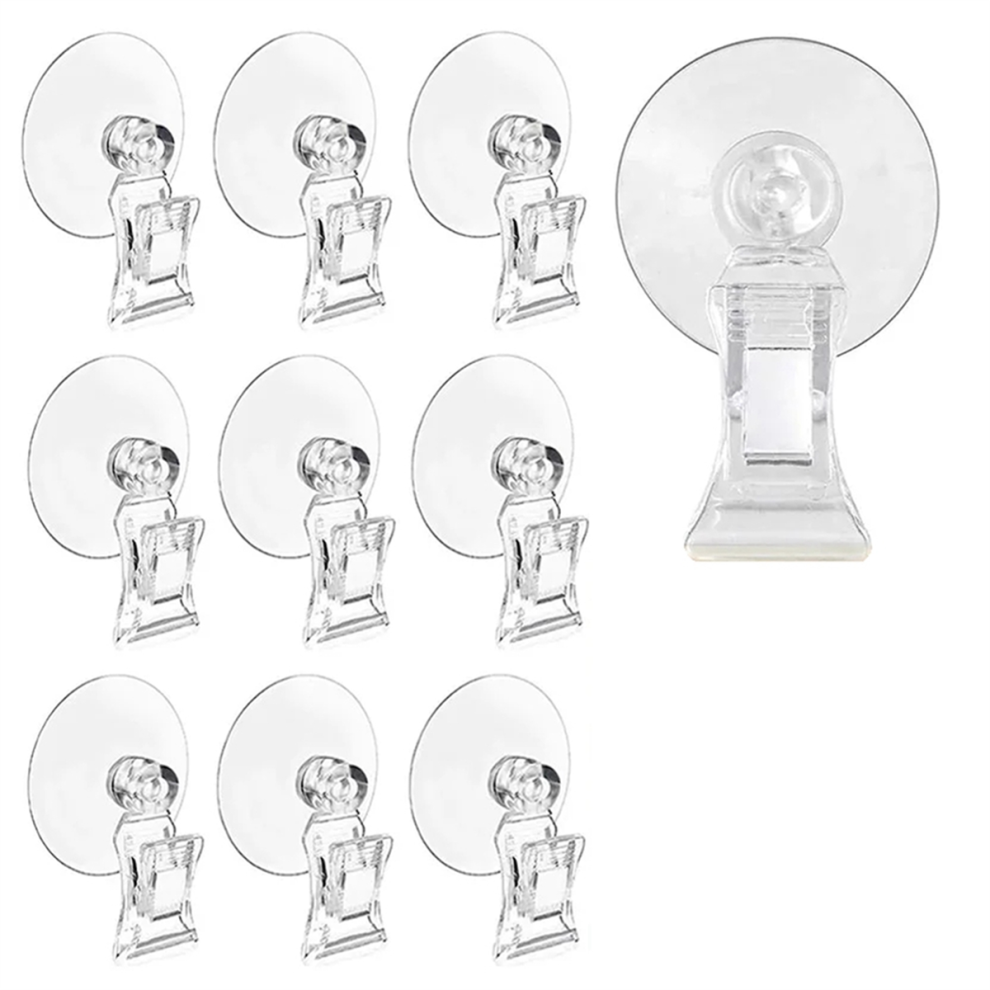 10Pcs Suction Cup Clips Transparent Sucker Clamp 4851405214433