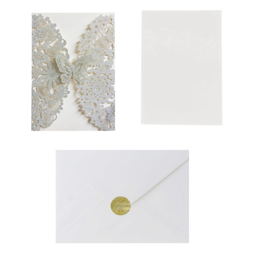 20 Set Butterfly Invitation Cards (Silver Glitter) 1