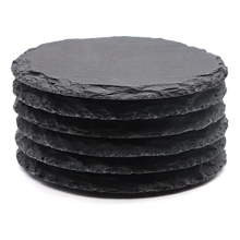 6Pcs Round Drink Coasters, 4Inch Rock Stone Coasters Bulk