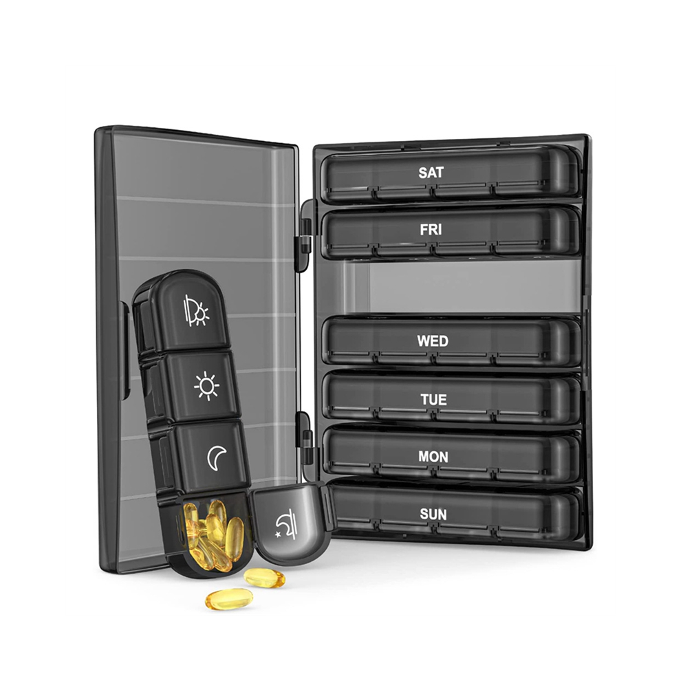Melitt Weekly Pill Organizer 4-Times A Day, Daily Box 7 Day For Travel