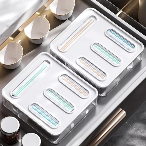 Kitchen Wrap Dispenser Organizer Box for Cling Wrap, Sandwich Bags 2