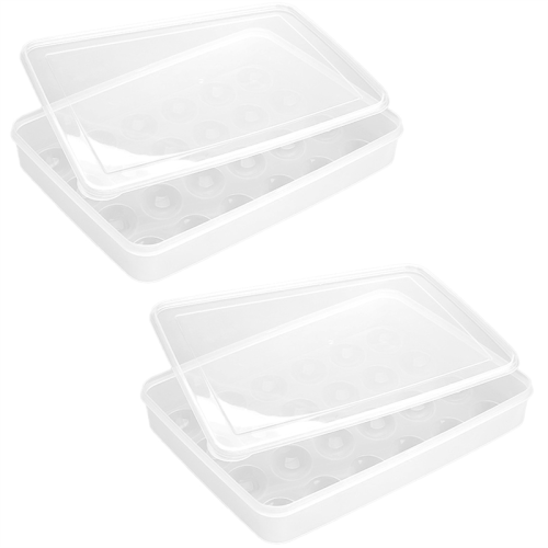 2 Clear Egg Containers with Lid Hold 48 Eggs, Easy Carry, Stackable