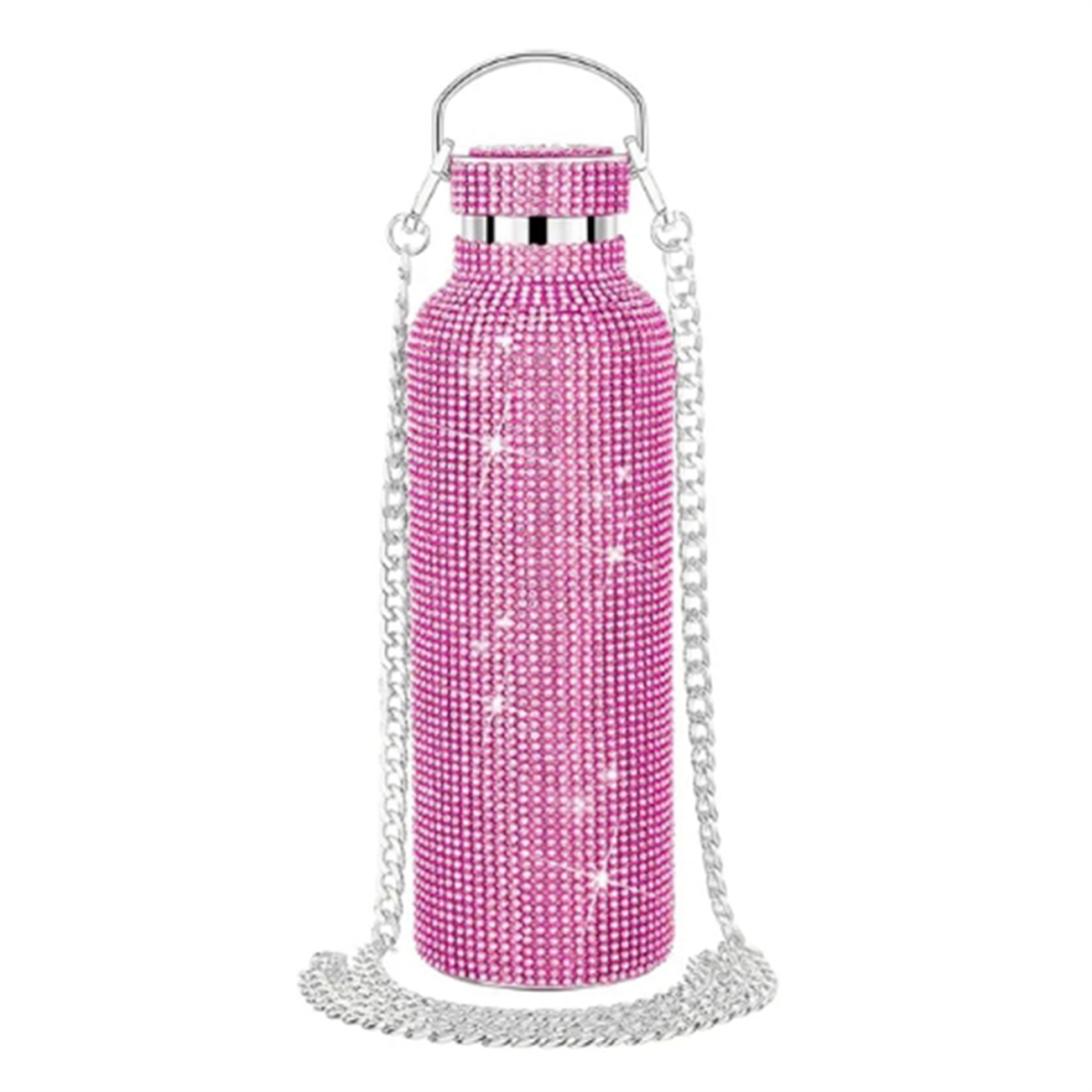 Glitter Rhinestone Water Bottle Crossbody Bling Thermal Flask 600ml C-image-OPC-PJW26WN-NEW