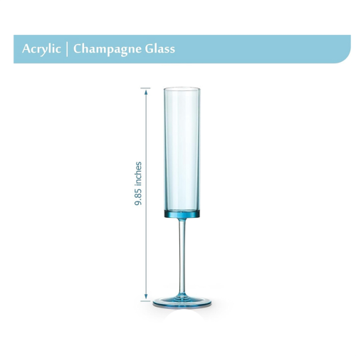 6 OZ Square Champagne Glasses Stemmed Coupes Blue 2