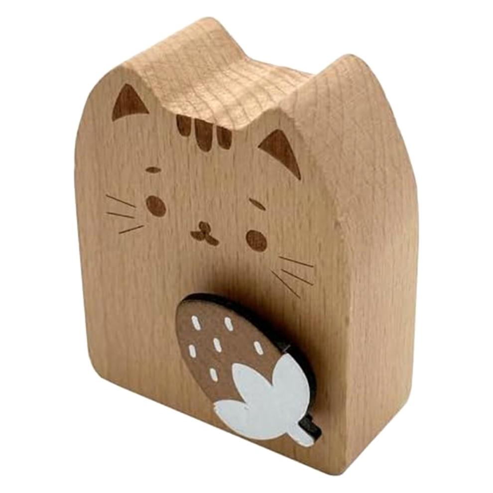 Photos - Other Toys Wood Cat Wind Up Music Box, Rotating Mechanism Movement Musical B