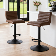 2PCS Bar Stools Faux Matte Suede Kitchen Breakfast