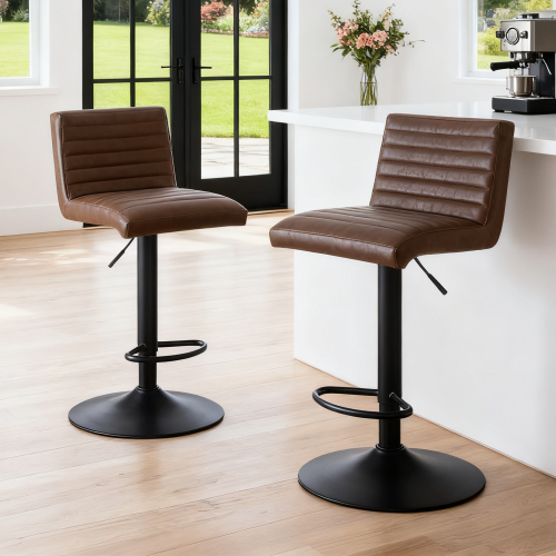 AINPECCA 2PCS Bar Stools Faux Matte Suede Kitchen Breakfast