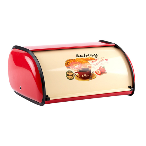 Metal Bread Box Roll Top Bin Storage Holder 1