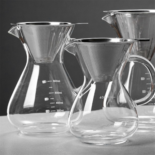 Glass Coffee Pot with Filter High Temperature Resistant 600ml 2