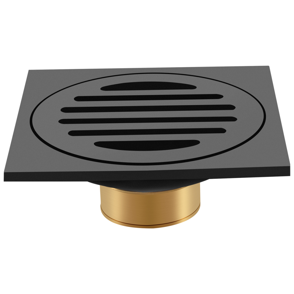 4 Inch Square Shower Drain With Removable Cover Grate Matte Black 4854095544118