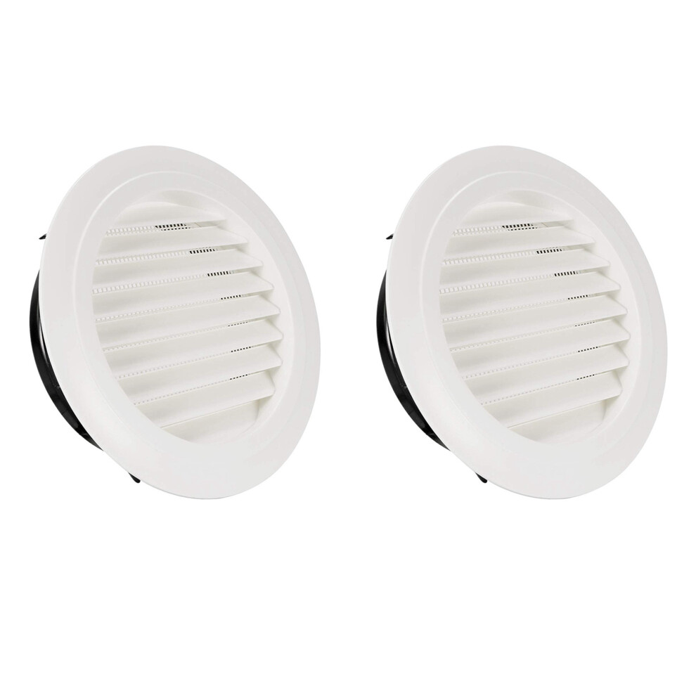 2X 8 Inch Round Abs Louver Grille Cover White Soffit Vent With Built-In Fly Screen Mesh For Bathroom 4854095552137