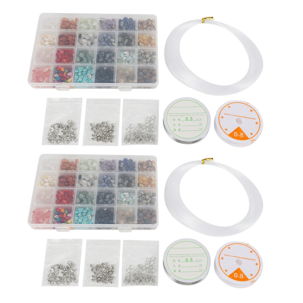 2646Pcs Irregular Gemstone Beads Kit With Spacer Beads Lobster Clasps Elastic Jump Rings For Diy Jewelry Making 4854095551451