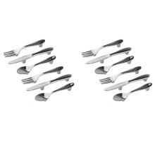 12 PCS Knife Spoon Fork Kitchen Cabinet Closet Drawer Pull Handles Knobs 3-Inch Center to Center (Silver)