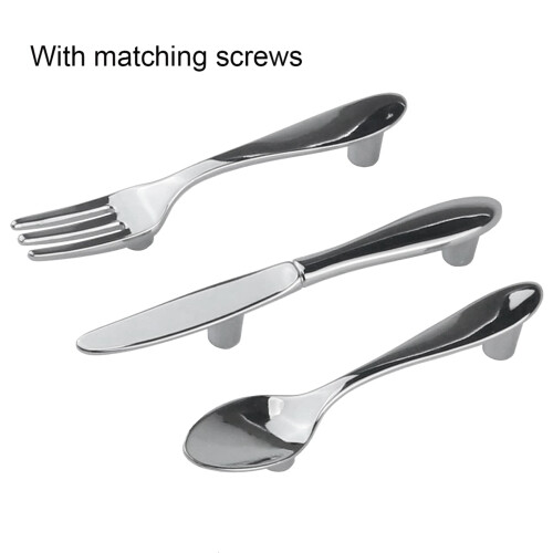 12 PCS Knife Spoon Fork Kitchen Cabinet Closet Drawer Pull Handles Knobs 3-Inch Center to Center (Silver) 1