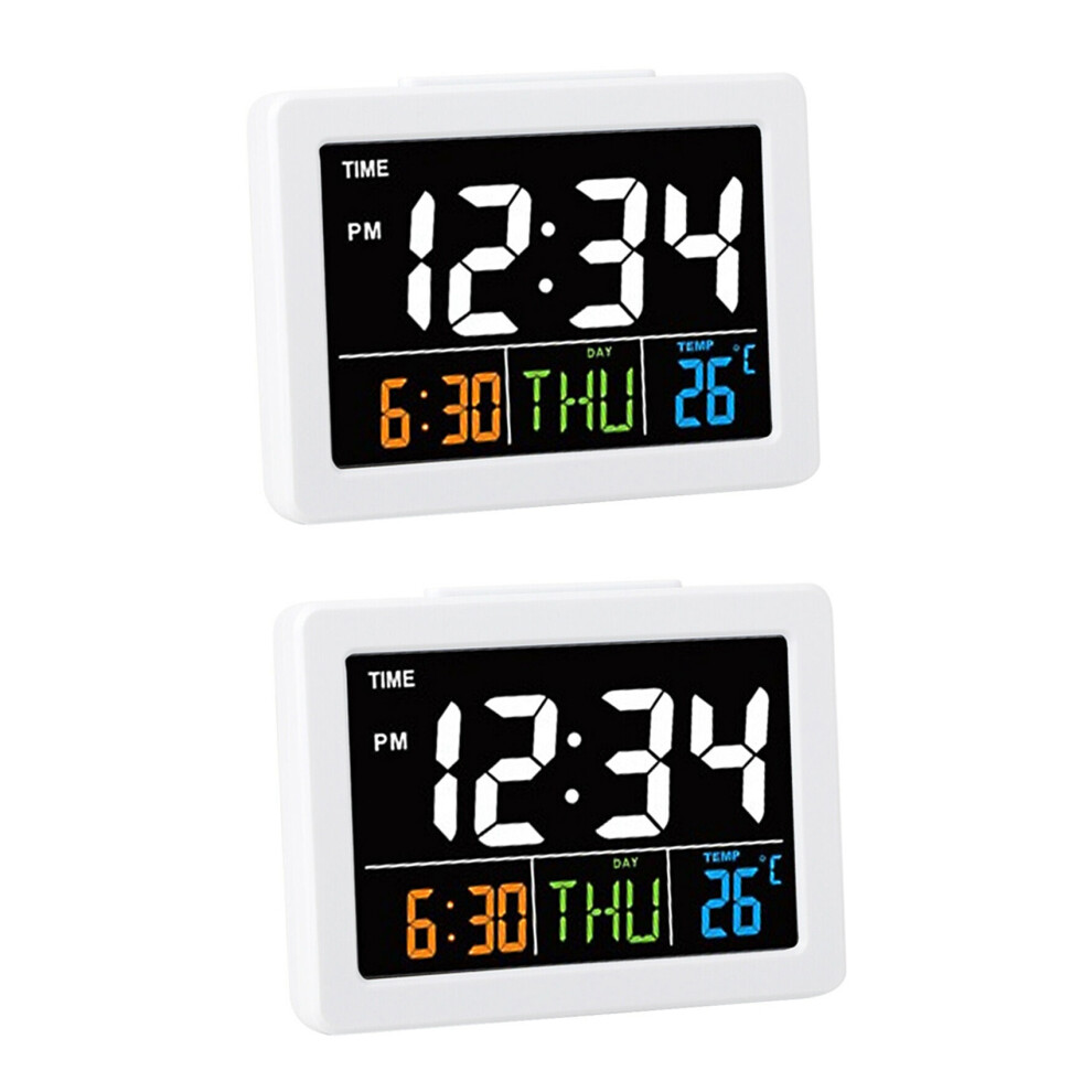 2X Color Screen Lcd Electronic Desk Alarm Clock With Temperature Date Display Melitt