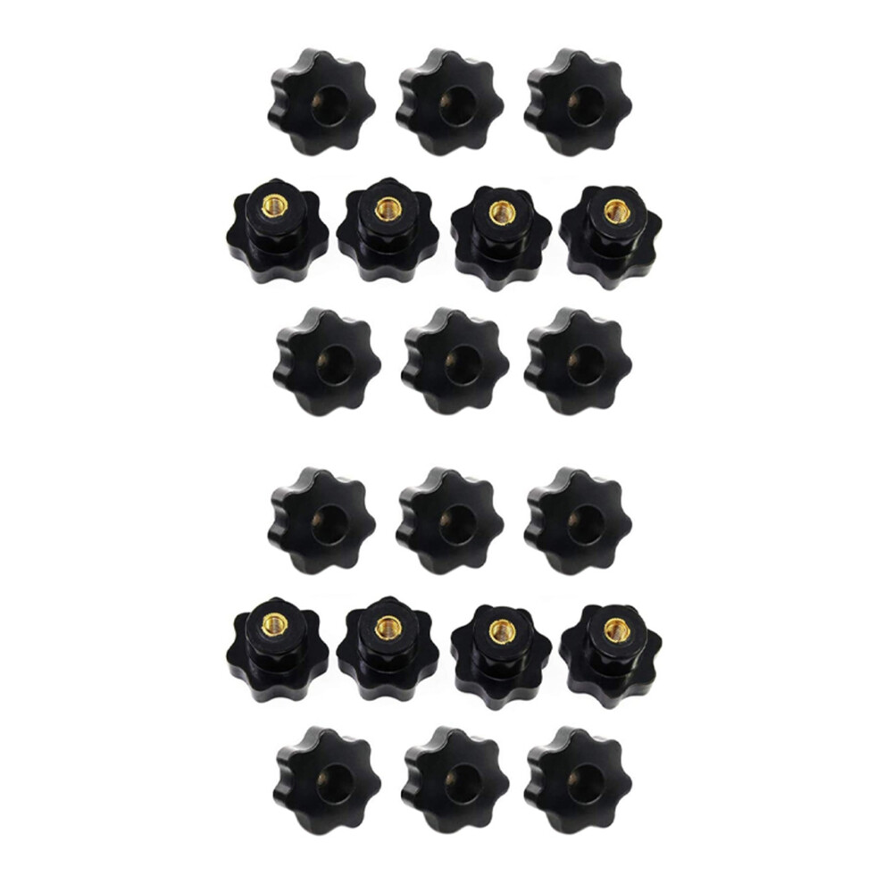 20PCS M6 Female Knob Screws M6 x 32mm Female Threaded Star Head Clamping Knob Grip Black-image-OPC-PJW2CST-NEW